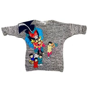 Bonnie Boerer Vintage Dragon Dance Applique Knit Sweater Women S/P Cotton Ramie